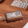 Keeply Walnut Jewelry Box with Glass Top