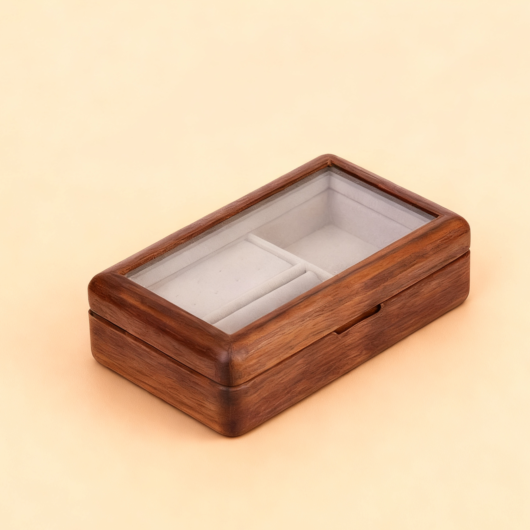 Keeply Walnut Jewelry Box with Glass Top