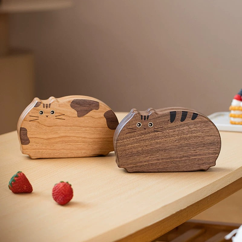 Spotted Cat Walnut Jewelry Organizer Box