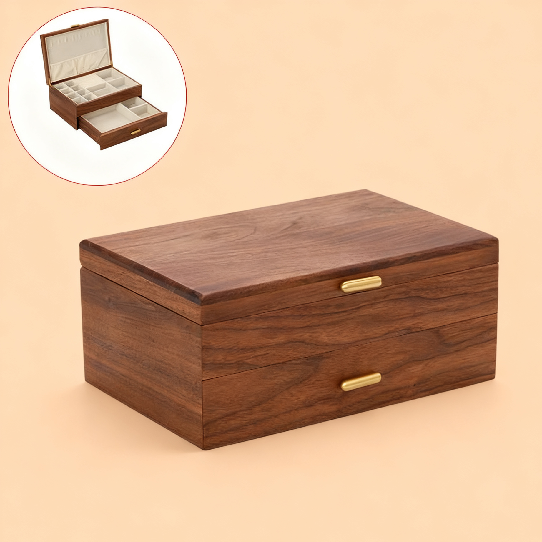 Patina Classic Two-Layer Walnut Jewelry Box with Drawers