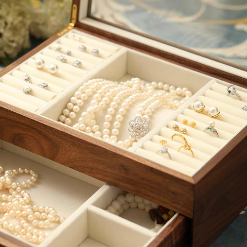 Patina Classic Two-Layer Walnut Jewelry Box with Drawers