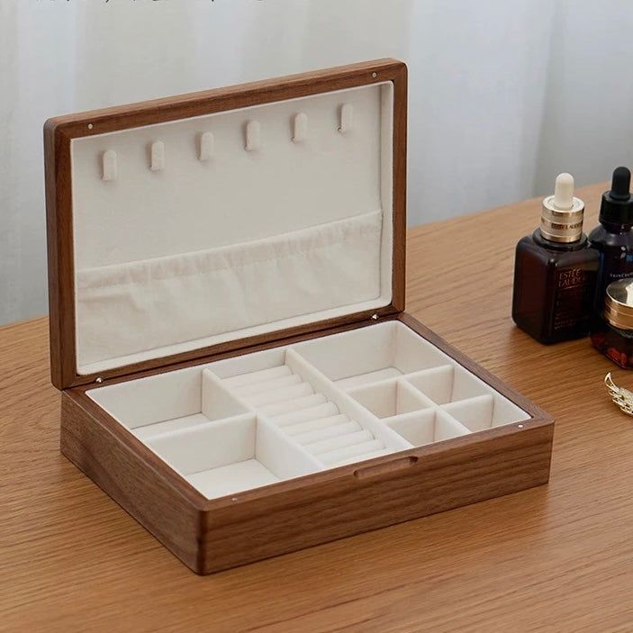 Amare Minimalist Walnut Jewelry Box with Lock