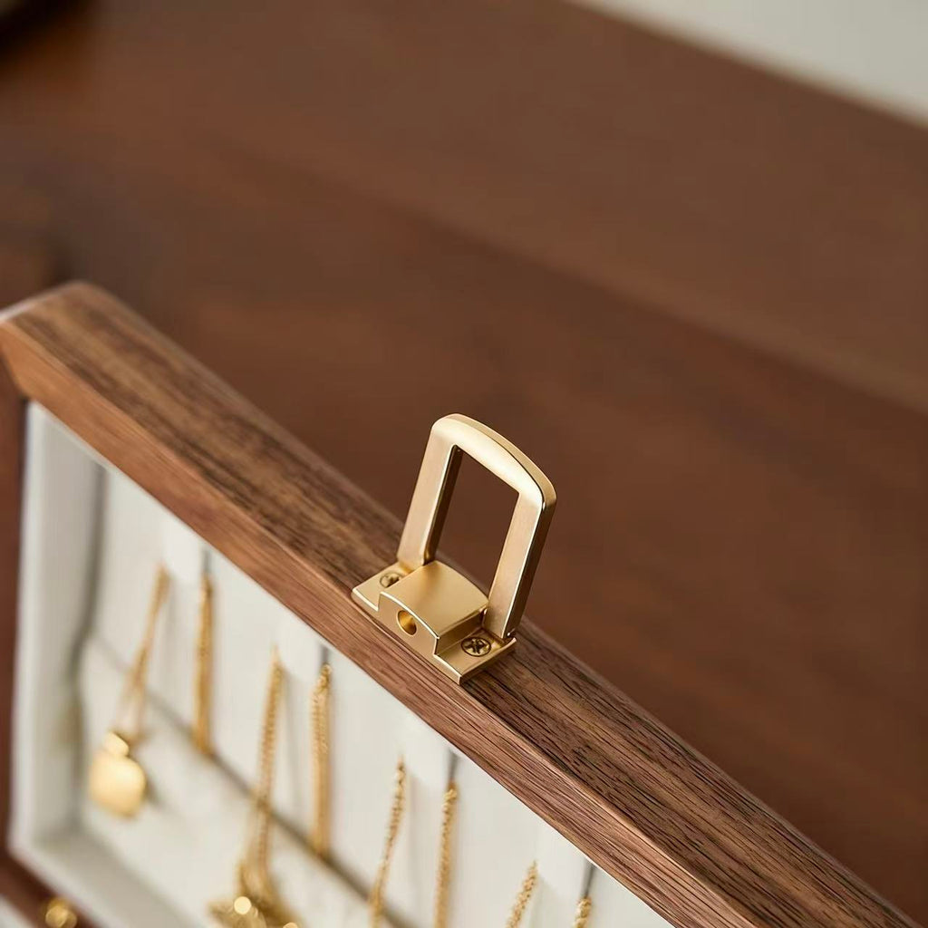 Velvet Walnut Minimalist Two-Layer Jewelry Box