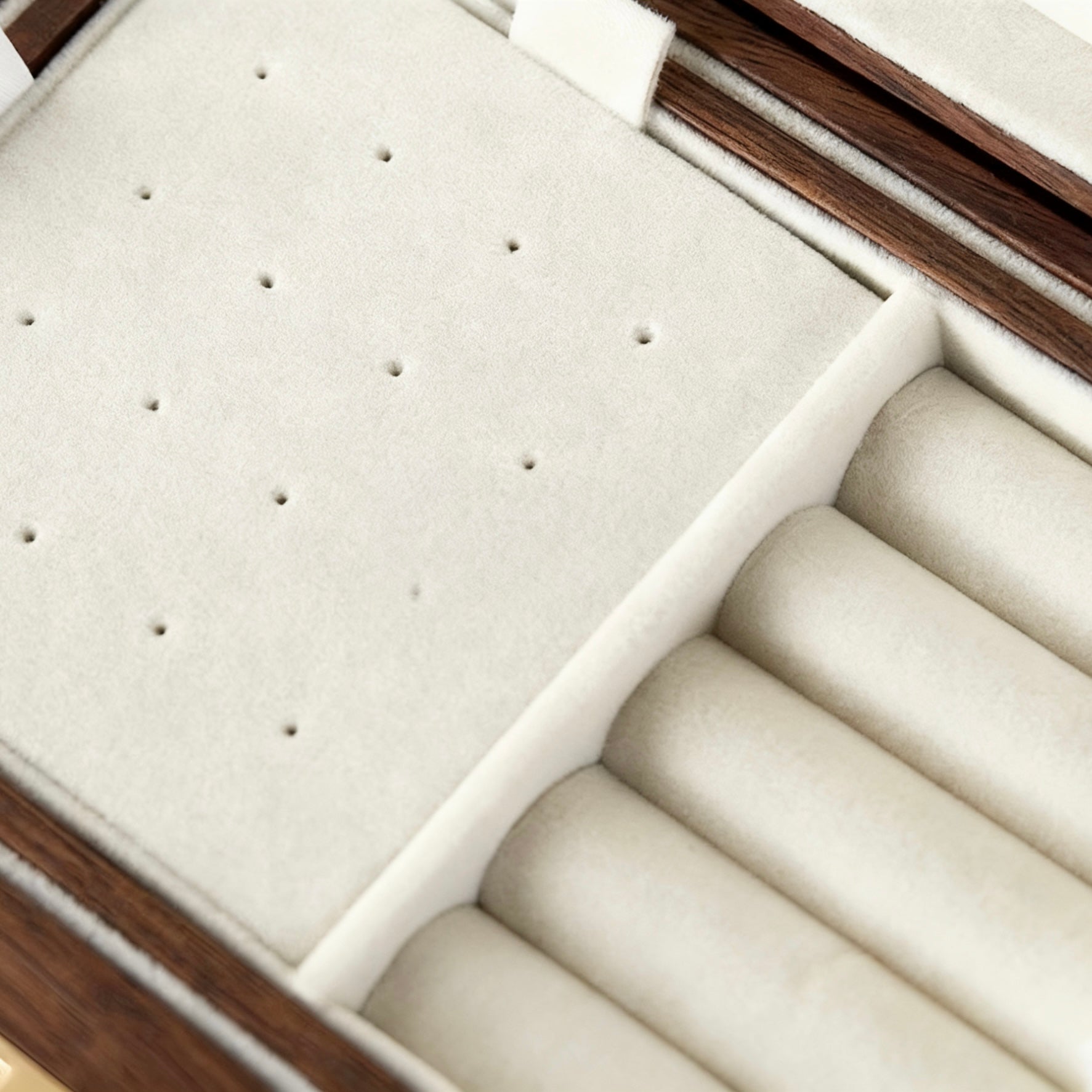Velvet Walnut Minimalist Two-Layer Jewelry Box