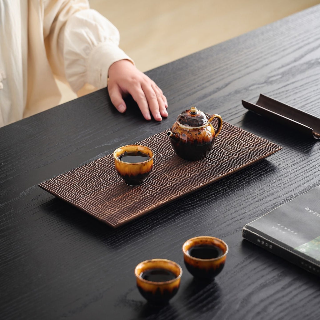 Rishi Textured Walnut Tea Tray