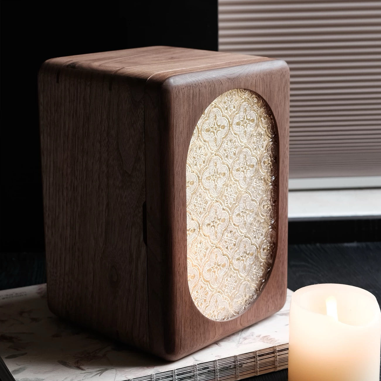Artora Black Walnut Jewelry Box with Decorative Front Panel