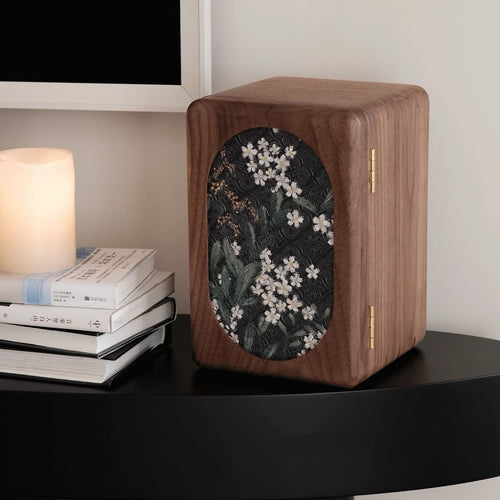 Artora Black Walnut Jewelry Box with Decorative Front Panel