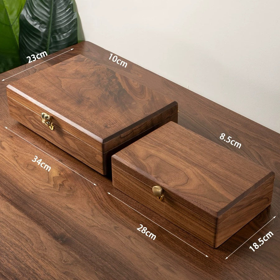 Aurelin Solid Walnut Double-Layer Jewelry Box