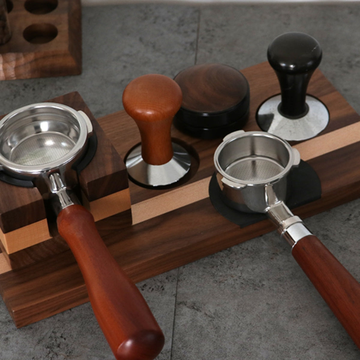Mora Walnut Espresso Tamping Station