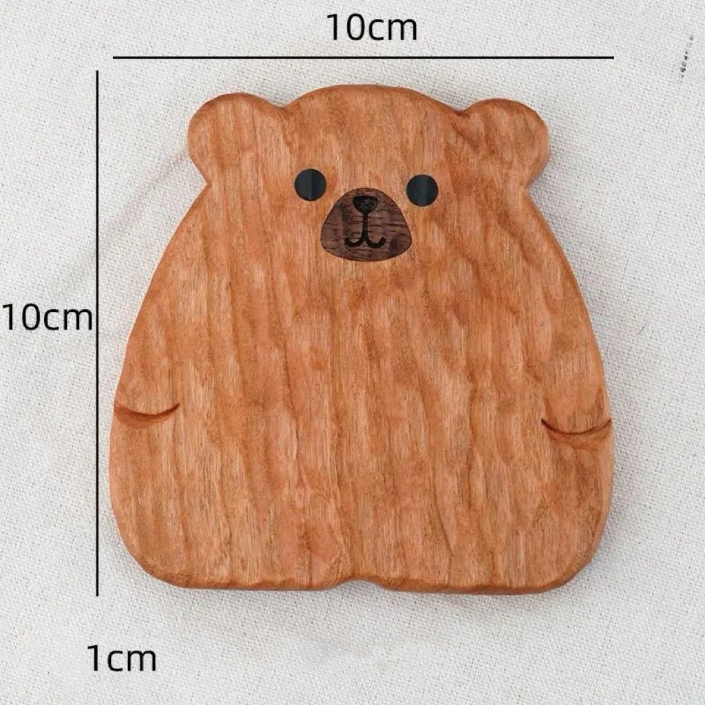 Little Bear/Cat Handcrafted Walnut Coasters