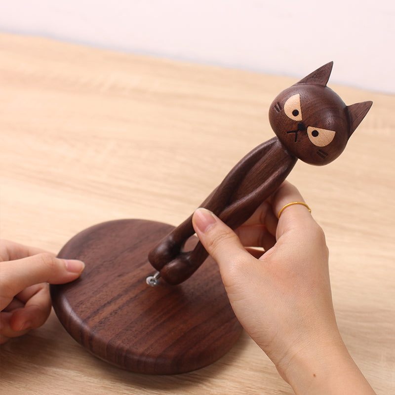 Embarrassed Cat Walnut Standing Tissue Holder