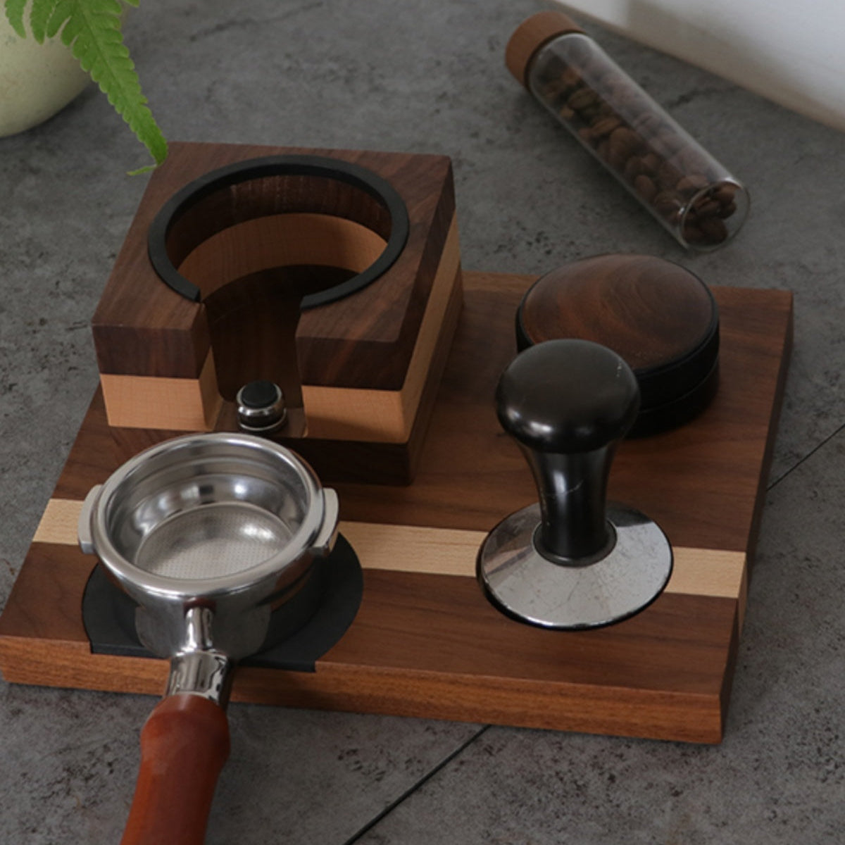 Mora Walnut Espresso Tamping Station