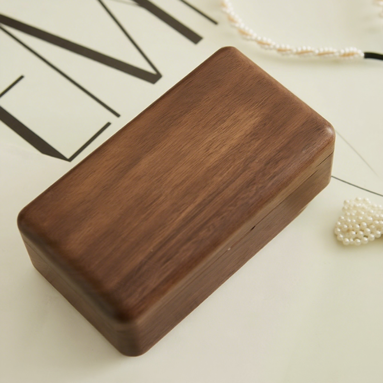 Lyra Walnut Velvet Double-Layer Jewelry Box