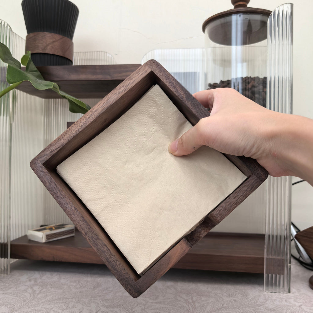 Cube Black Walnut Tissue Box