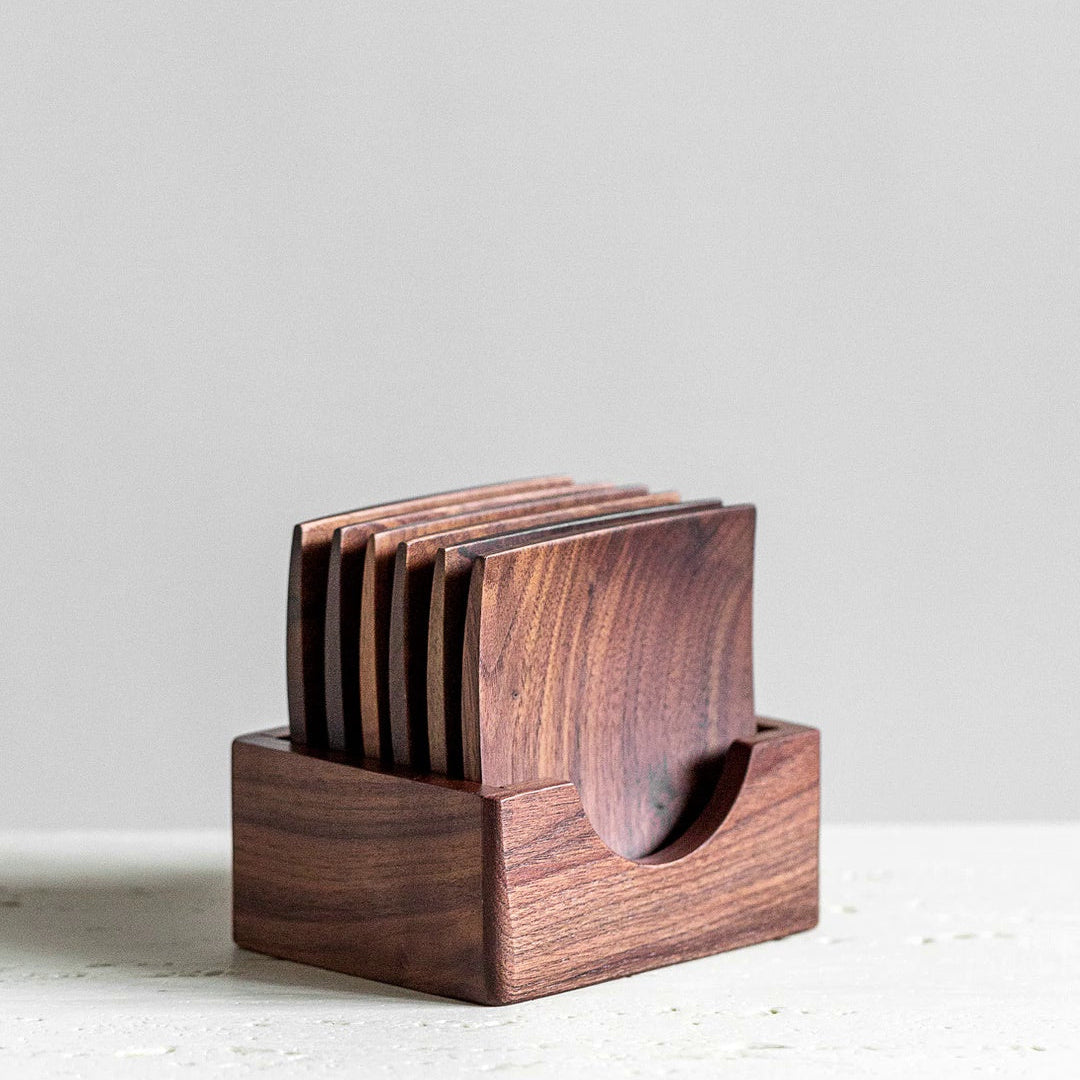 Rishi Walnut Square Coaster Set (6 pcs)