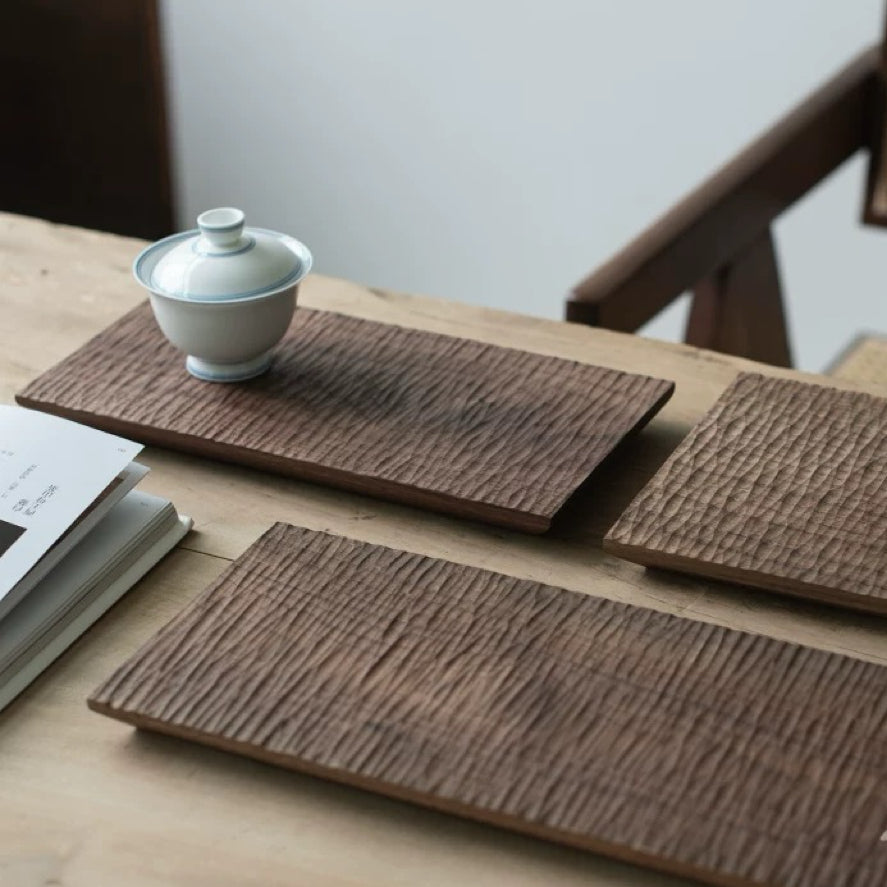 TLine Handcrafted Textured Walnut Tea Tray