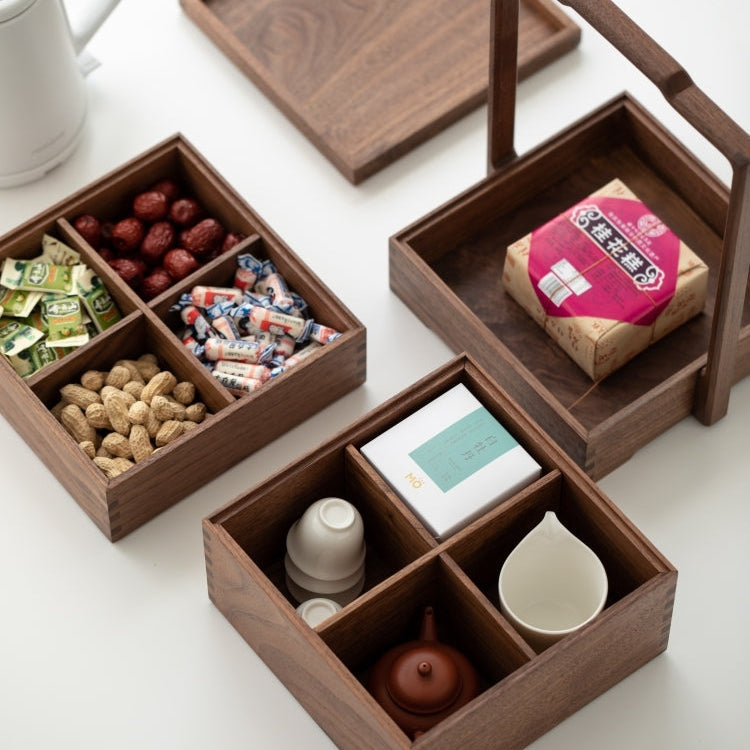 Modu Black Walnut Multi-layer Tea Set Storage Box with Handle