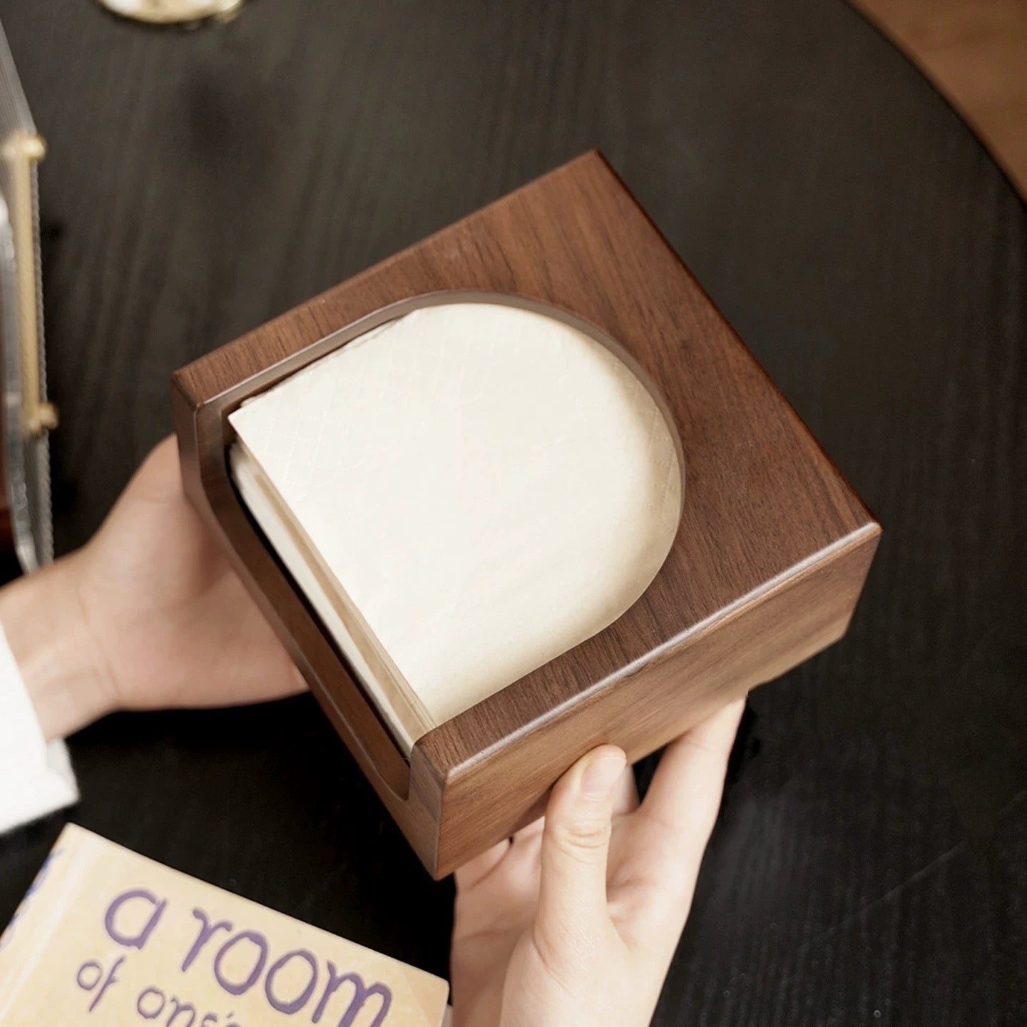 Cube Black Walnut Tissue Box