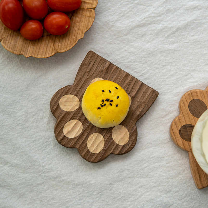 Pawer Handcrafted Cat Paw Solid Wood Coasters