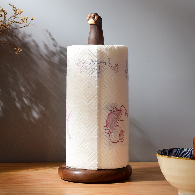 Cat Paw Walnut Tissue Holder