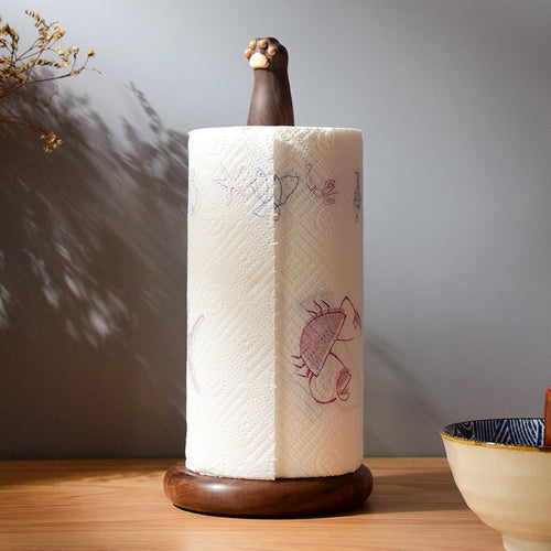 Cat Paw Walnut Tissue Holder
