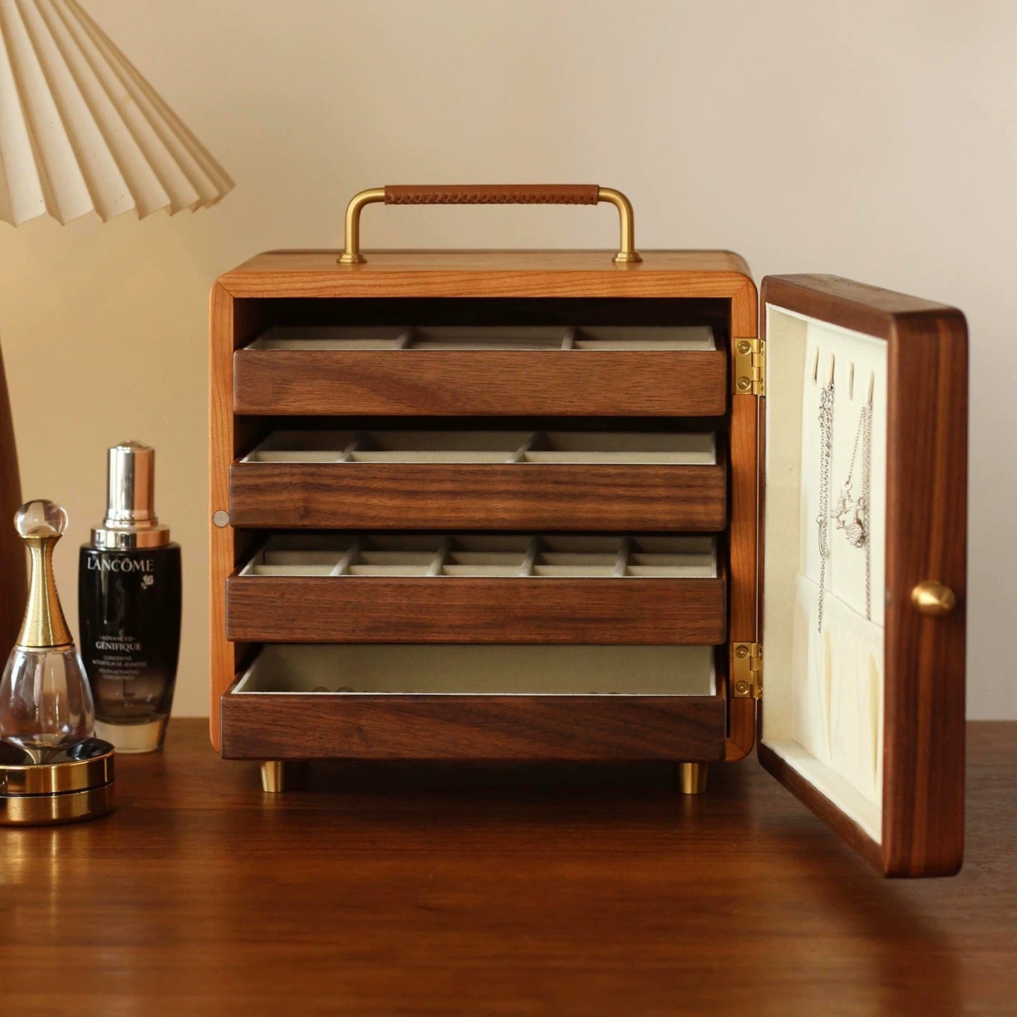 Amélie Solid Wood Jewelry Organizer with Handle
