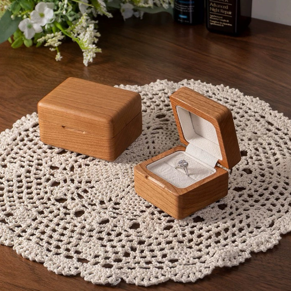 Lumina Natural Solid Wood Ring Box
