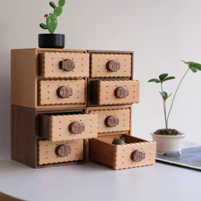 Cookie Wooden Double-Layer Jewelry & Trinket Box