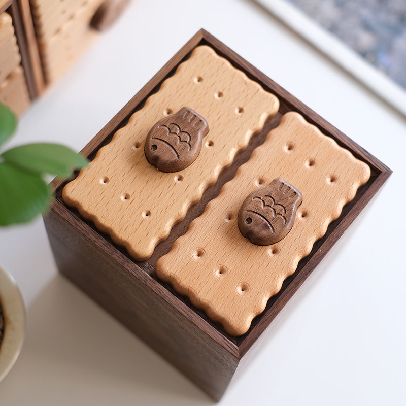 Cookie Wooden Double-Layer Jewelry & Trinket Box