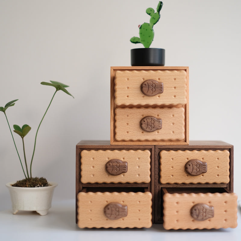 Cookie Wooden Double-Layer Jewelry & Trinket Box
