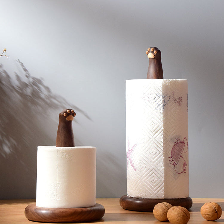 Cat Paw Walnut Tissue Holder
