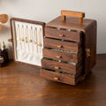 Suitcase Solid Wood Jewelry Box with 5 Drawers