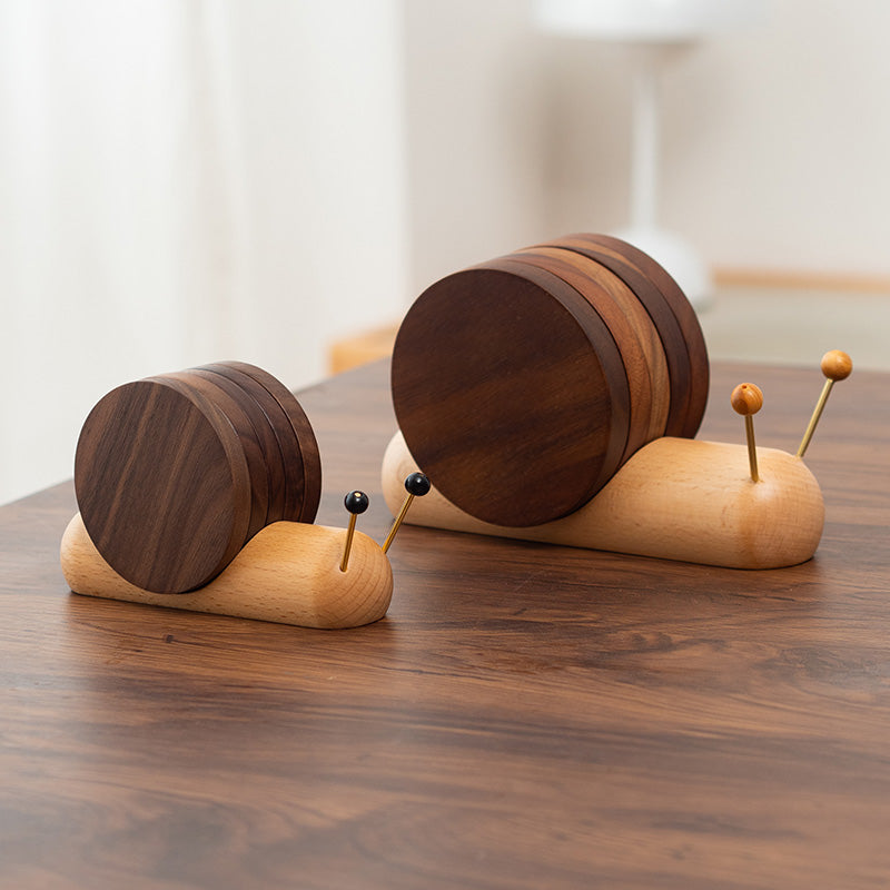 Snail Solid Wood Coasters