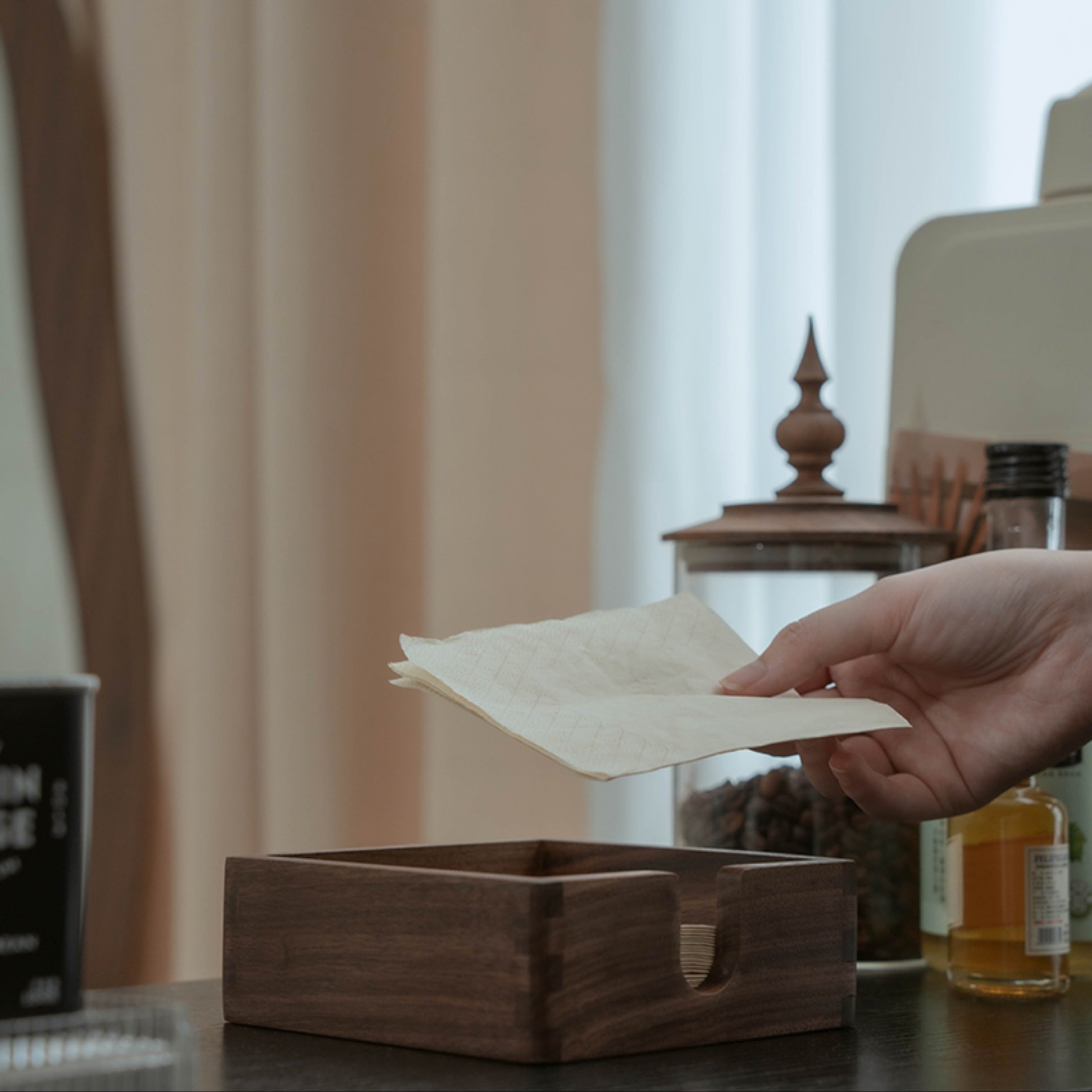 Cube Black Walnut Tissue Box