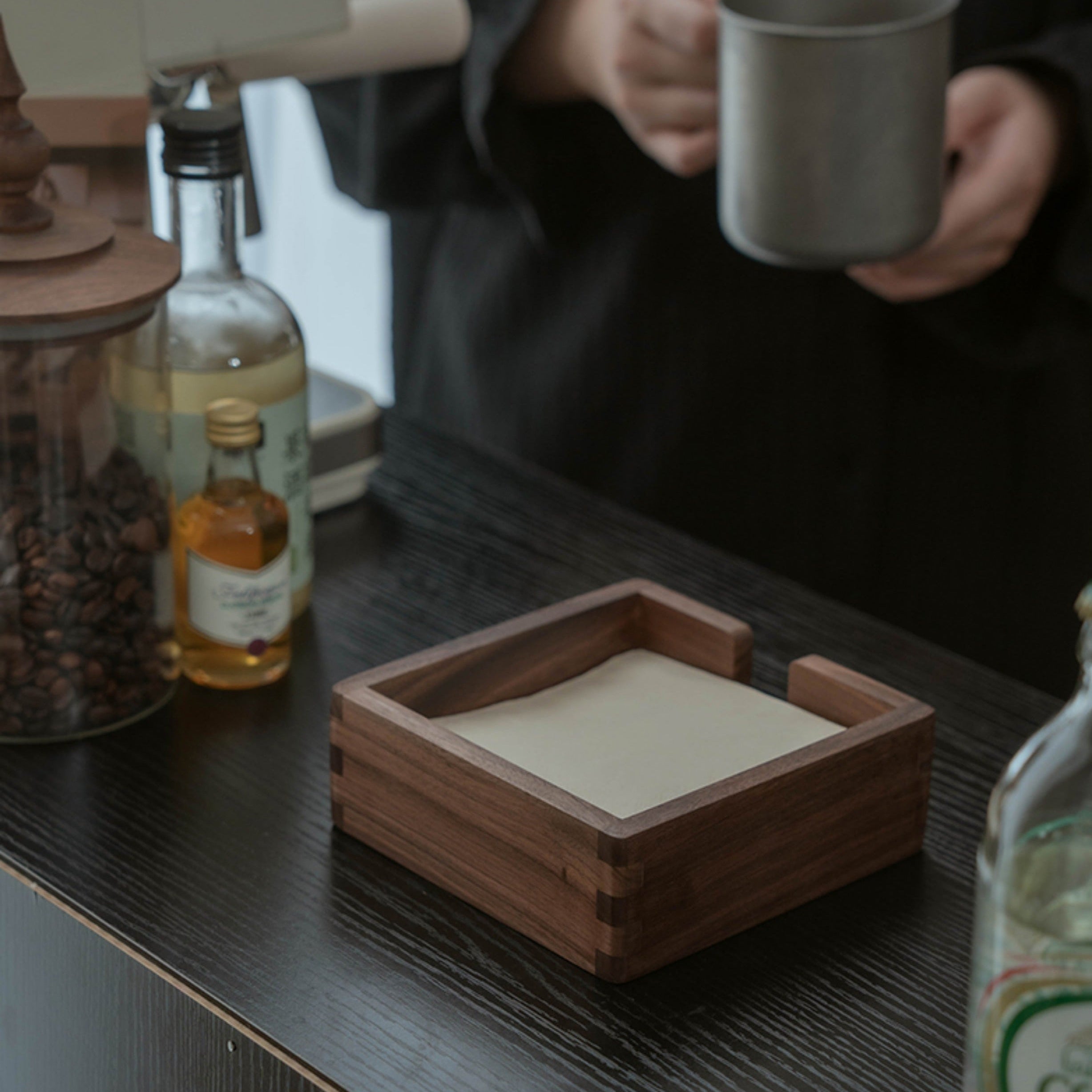 Cube Black Walnut Tissue Box