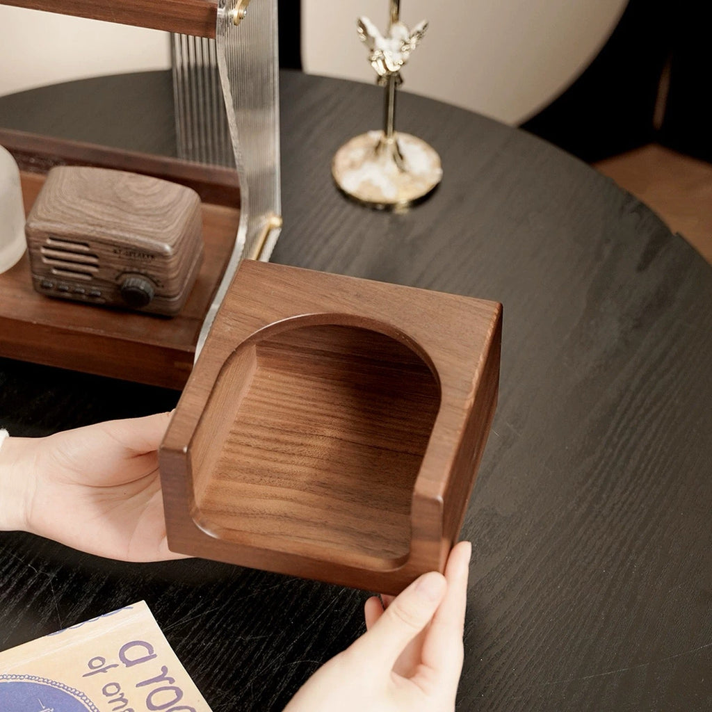 Cube Black Walnut Tissue Box