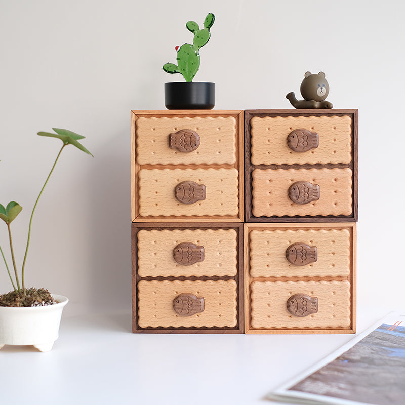 Cookie Wooden Double-Layer Jewelry & Trinket Box