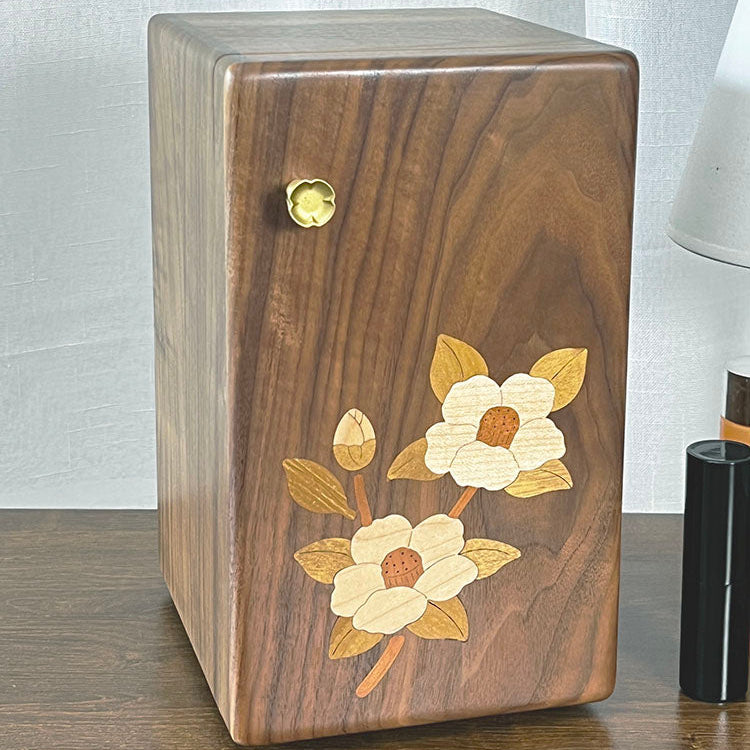 Floral Walnut Multi-Drawer Jewelry Organizer
