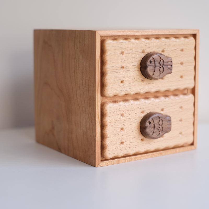 Cookie Wooden Double-Layer Jewelry & Trinket Box