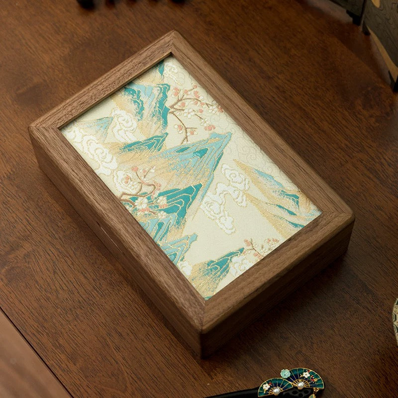 Solara Walnut Retro Embroidered Jewelry Box