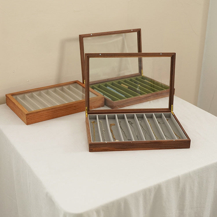 Fendry Solid Wood Necklace Jewelry Box With Glass Lid