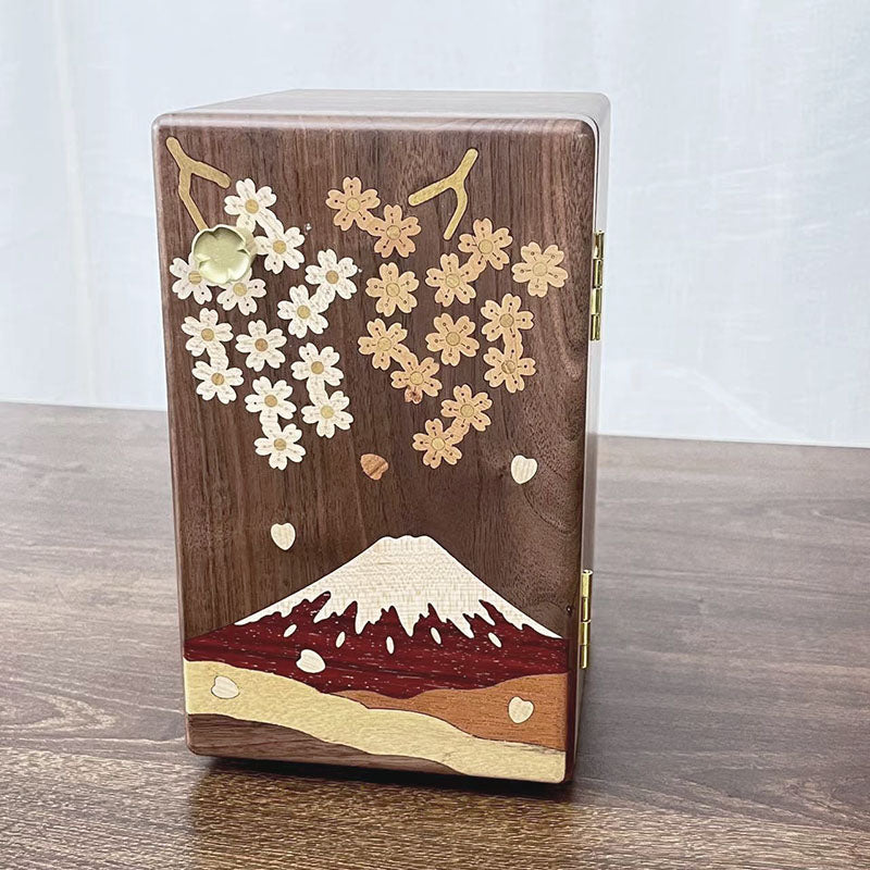 Floral Walnut Multi-Drawer Jewelry Organizer