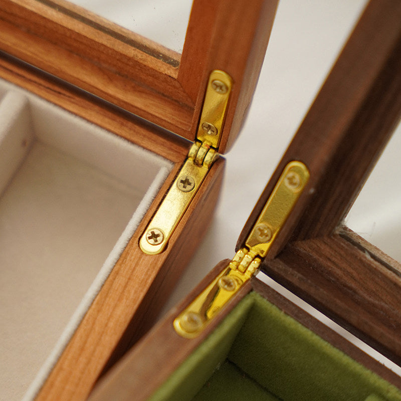 Fendry Solid Wood Necklace Jewelry Box With Glass Lid