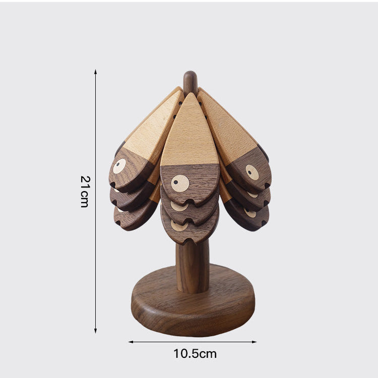 Fishtree Solid Wood Heat-Resistant Coaster & Trivet