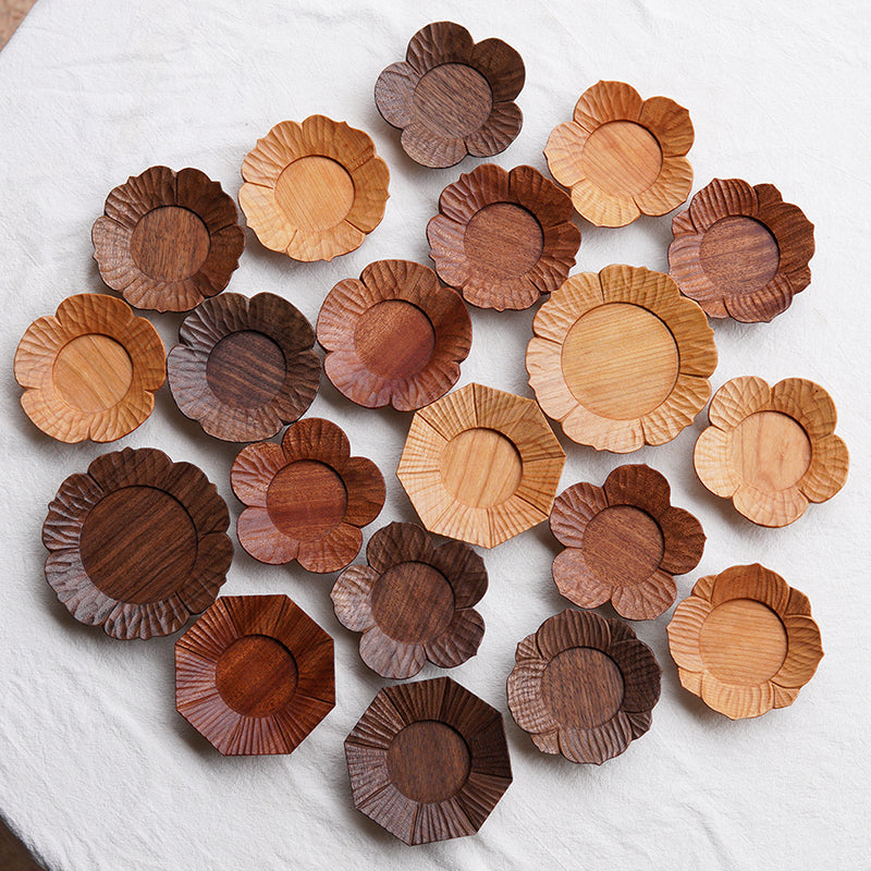 Bloom Handcrafted Floral Wooden Tea Coasters