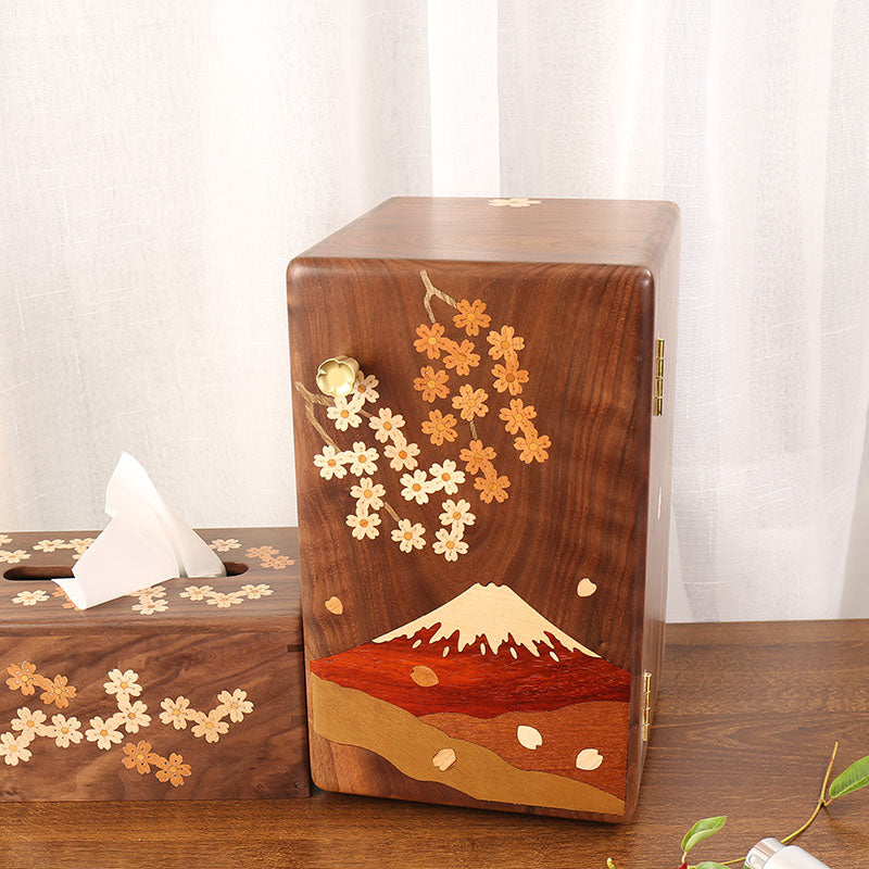 Floral Walnut Multi-Drawer Jewelry Organizer