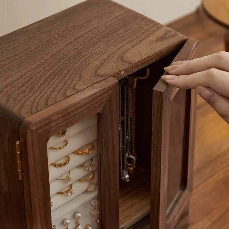 Floren Solid Wood Mini Cabinet Jewelry Box