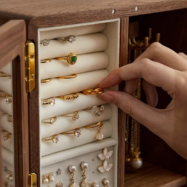 Floren Solid Wood Mini Cabinet Jewelry Box