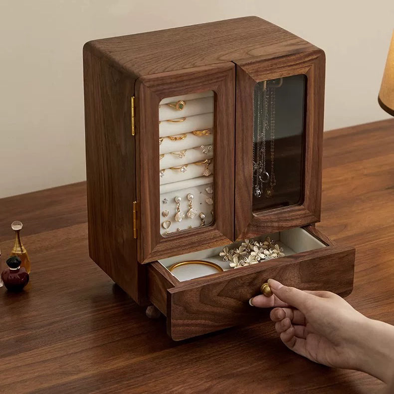 Floren Solid Wood Mini Cabinet Jewelry Box