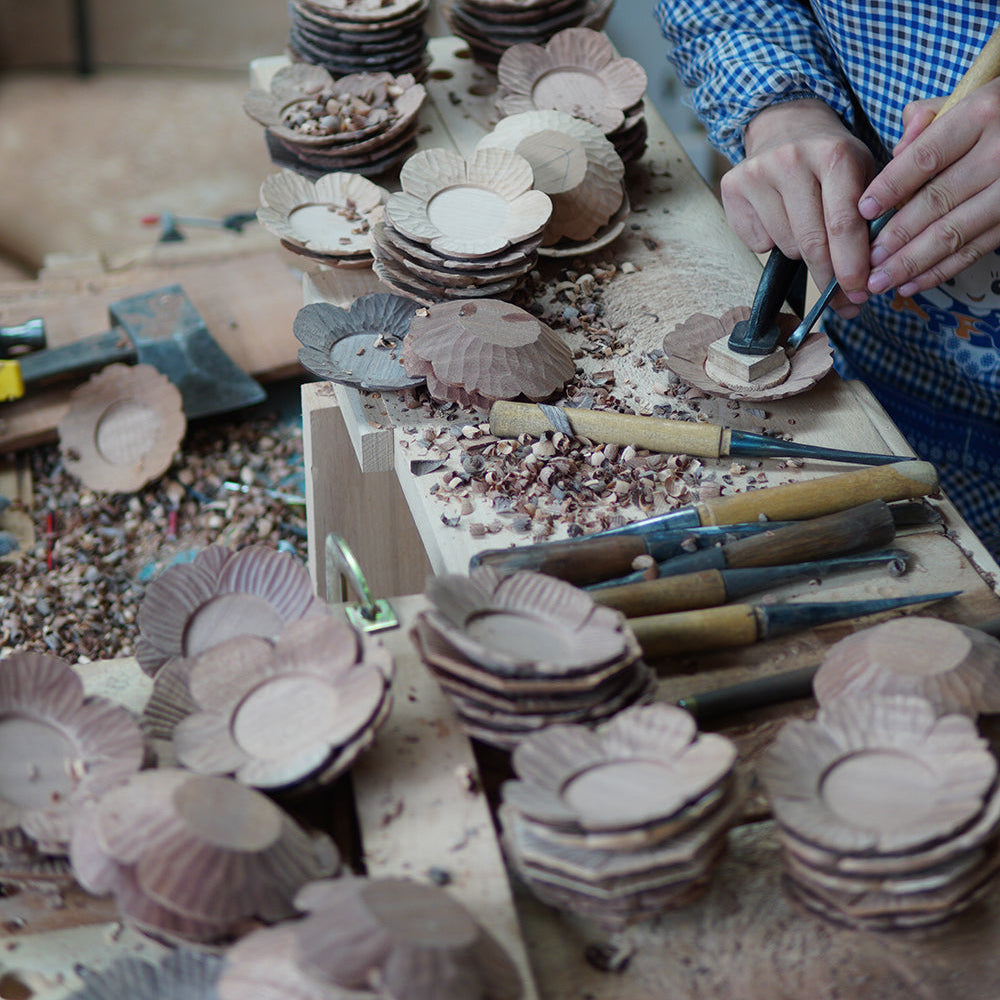 Bloom Handcrafted Floral Wooden Tea Coasters